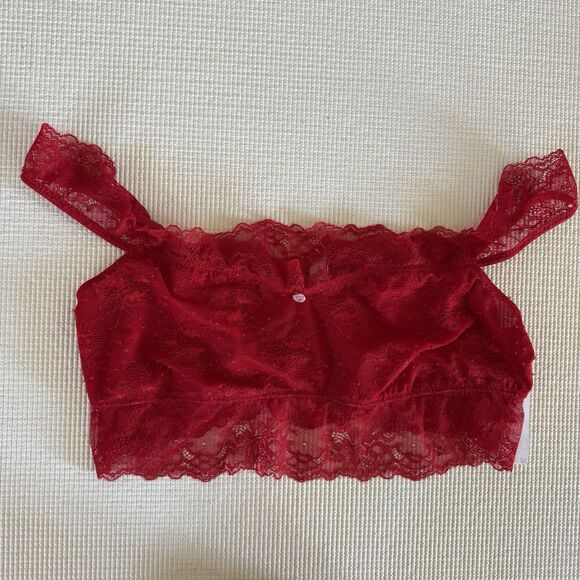 NWT Out From Under Red Lace Floral Bra Top / Bralette Off The Shoulder Size XL - Picture 8 of 16